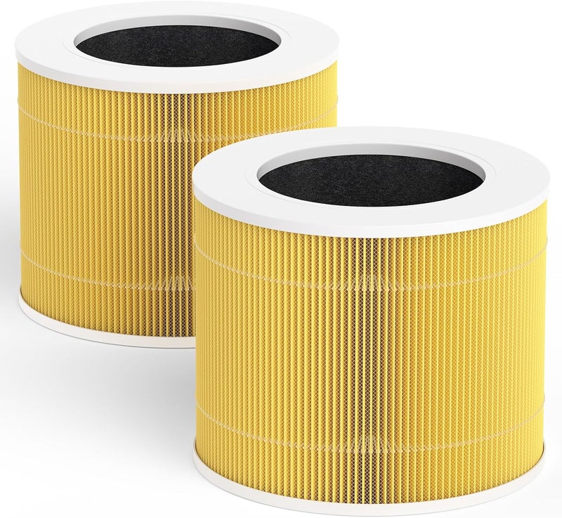 Leemone فلتر استبدال مصغر للحيوانات الأليفة 2 عبوة لجهاز تنقية الهواء LEVOIT Core Mini، كربون نشط عالي الكفاءة، أصفر - Image 1